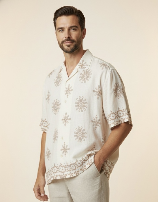 CAMISA HILO PLAYERA HUESO