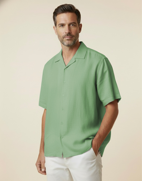 CAMISA DE LINO LISA VERDE