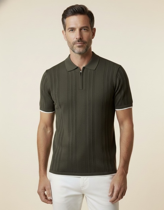 REMERA HILO CON CUELLO PYP VERDE