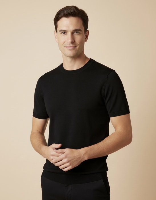 REMERA HILO BASICO NEGRO