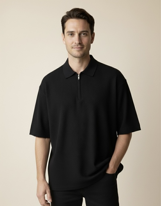 POLO HILO COM CIERRE NEGRO