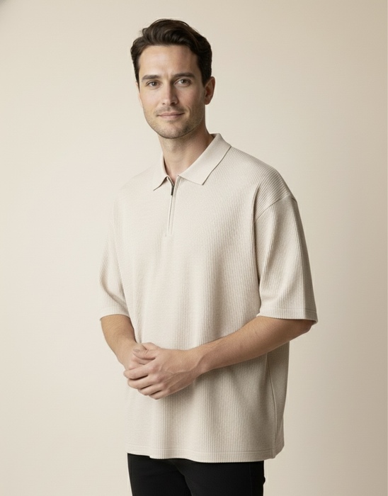 POLO HILO C/ CIERRE KHAKI